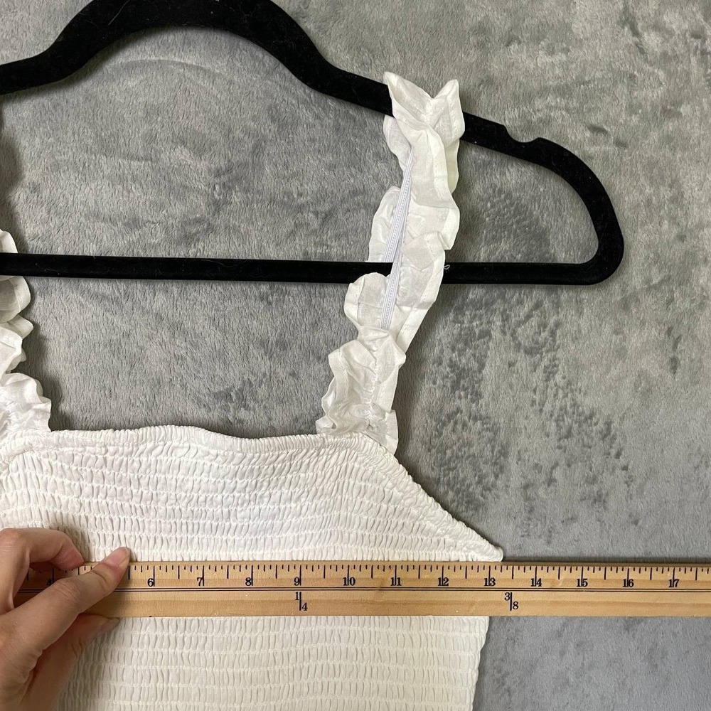 AURA White Cotton Eyelet Tiered Ruffle Smocked Maxi Dress M Cottagecore - Picture 2 of 7